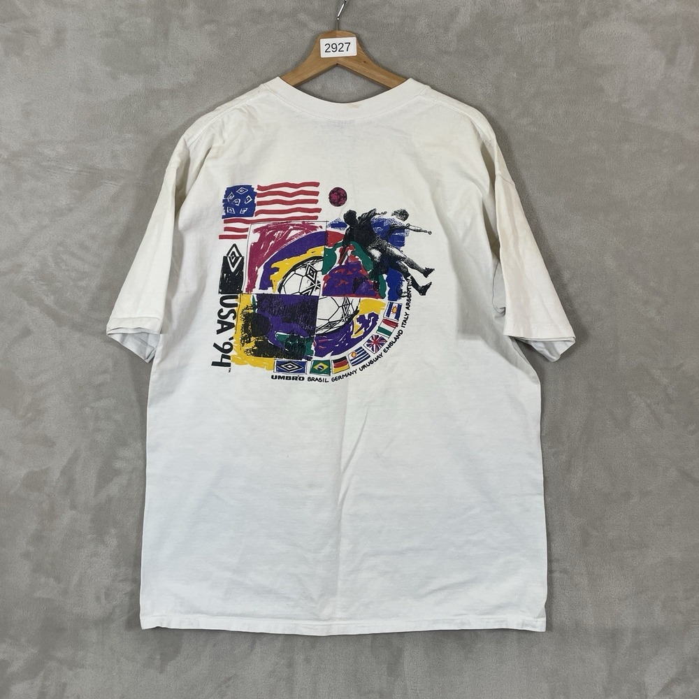 Umbro Soccer USA World Cup 1994 T-Shirt XL Vintage Single Stitch '94 Stains